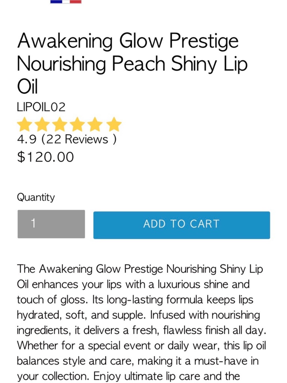 La Prestige Paris Awakening Glow Peach Lip Oil - Picture 2 of 10